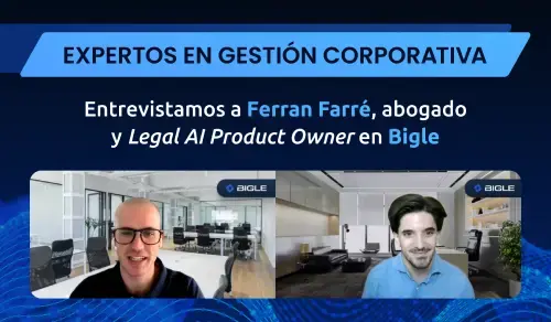 Ferrán Farré charlando en la entrevista para Expertos en Gestión Corporativa, de Bigle.