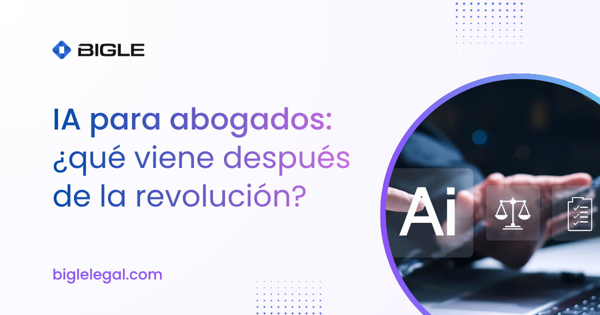 Portada con el texto: IA para abogados: ¿qué viene después de la revolución? y una imagen de una persona usando IA
